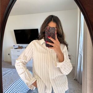 H&M White Striped Button Down Shirt